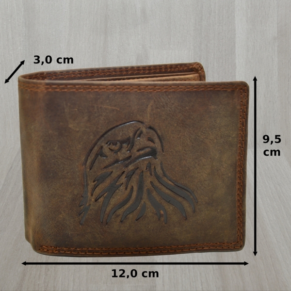flevado Geldbeutel Wild Leder Herren Geldbörse Querformat Doppelnaht Braun und RFID Schutz